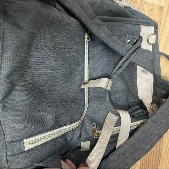 Bietrun Gray Diaper Bag Unisex Mom Dad Backpack Book Bag - Picture 5 of 11